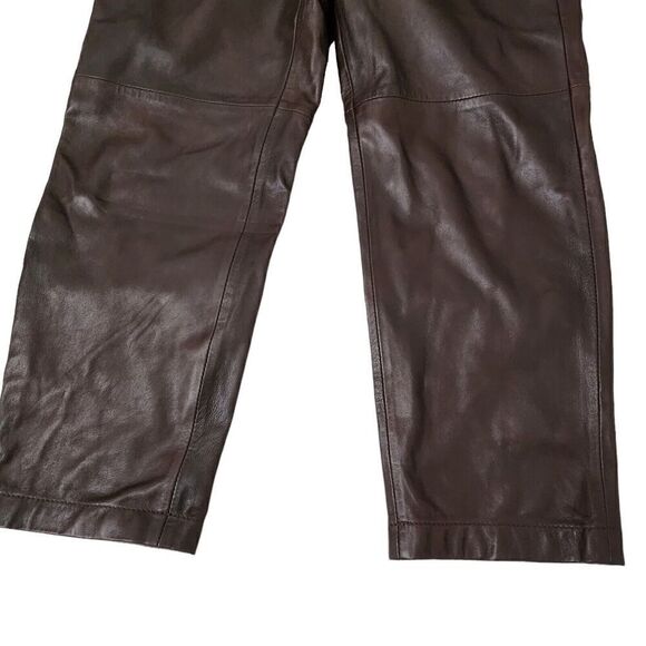 Marissa Webb Pants Womens 2 Brown Lamb Leather Cropped Straight Leg High-Rise - Picture 5 of 16